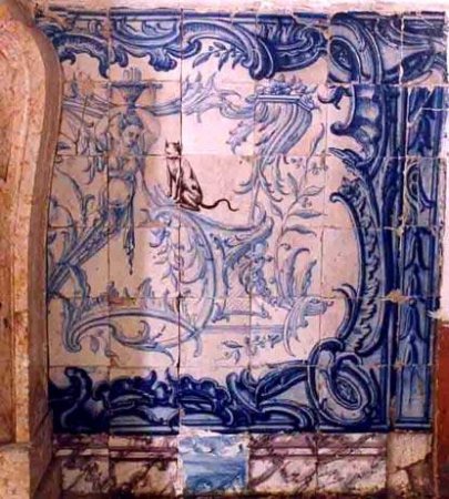 2005 - Palácio Marquês de Pombal, Lisboa. Painel de azulejos rococó dos meados do século XVIII, do Palácio Marquês de Pombal, na R. do Século, em Lisboa, furtado de 17 para 18/12/2005.