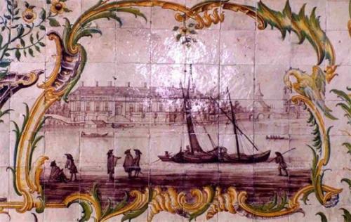 2005 - Palácio Marquês de Pombal, Lisboa. Painel de azulejos rococó dos meados do século XVIII, do Palácio Marquês de Pombal, na R. do Século, em Lisboa, furtado de 17 para 18/12/2005.